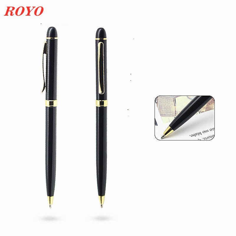 High Quality Metal Business Hotel Ballpoint Pen Custom Logo Minimalist Luxury Design Black White 1.0mm Writing Width Gift