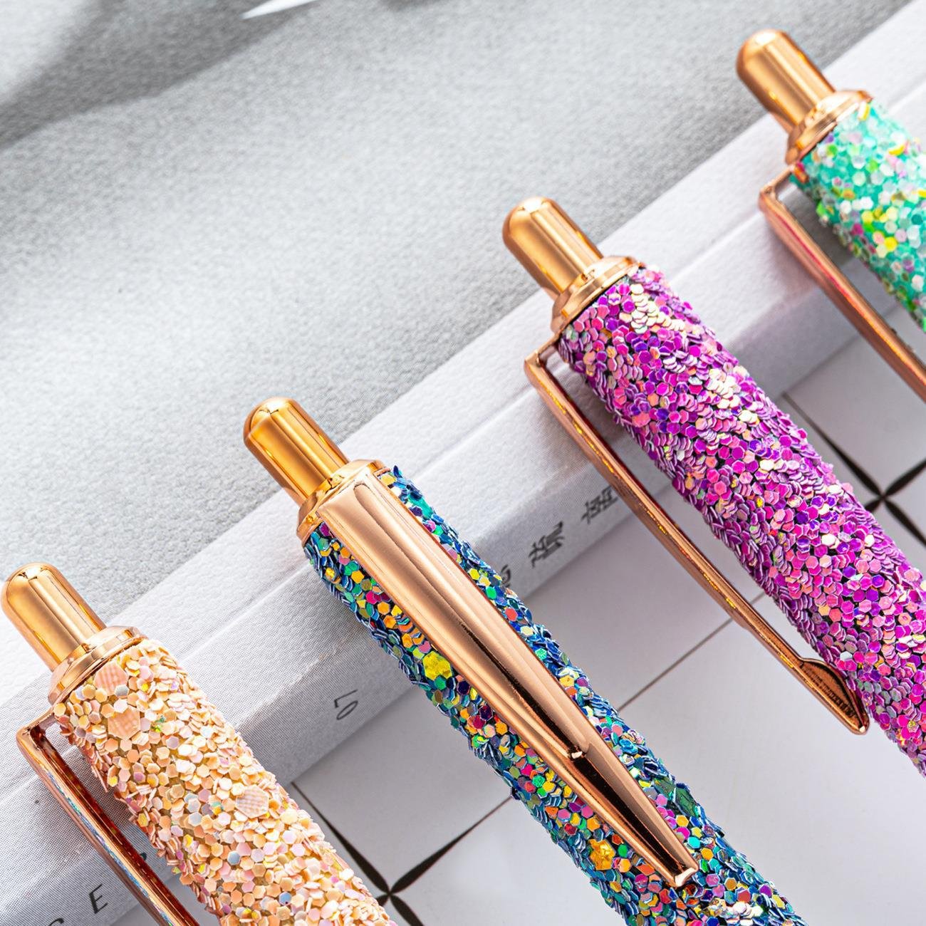 Korean version creative girl sequin press ballpoint pen practical student writing craft ballpoint pen