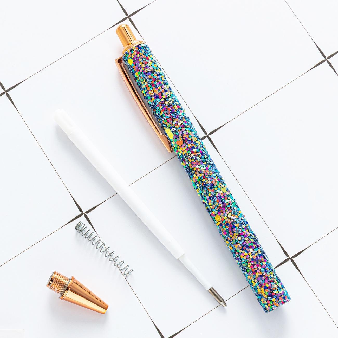 Korean version creative girl sequin press ballpoint pen practical student writing craft ballpoint pen