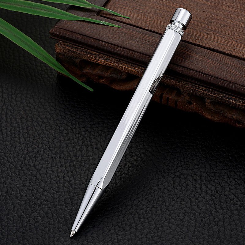 Heavy Retro Vintage industrial style No Clip ballpoint pen Matte Bronze Chrome Solid Brass Hexagonal Handmade Tactical pen