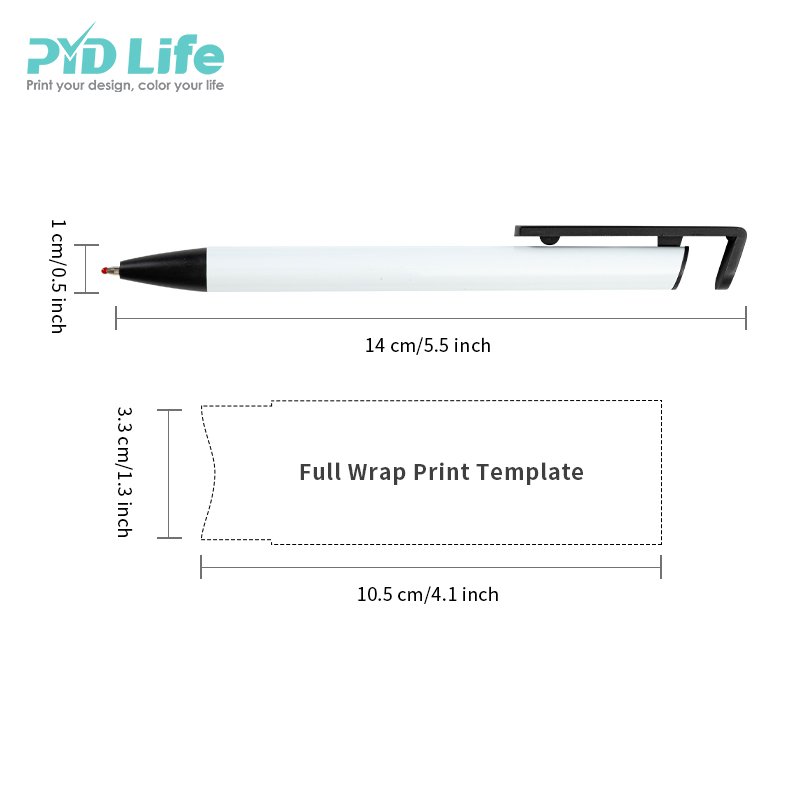 PYD Life Wholesale Custom Logo DIY Aluminum Sublimation Blanks Ballpoint Pen Heat Press Pens for Sublimation with Shrink Wrap