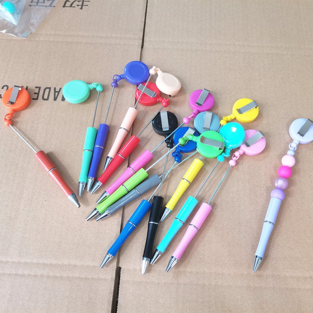 Badge Reel Diy Bead Pen Plastic Beaded School Office Writing Supplies Stationery Wedding Gift Ballpoint Pen