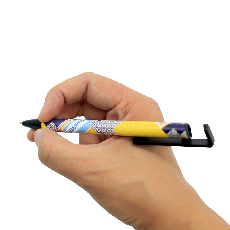 Customized DIY Logo Metal Ballpoint Pen Sublimation Blank Pens Ballpoint Pen with Shrink Wrap Mobile Stand