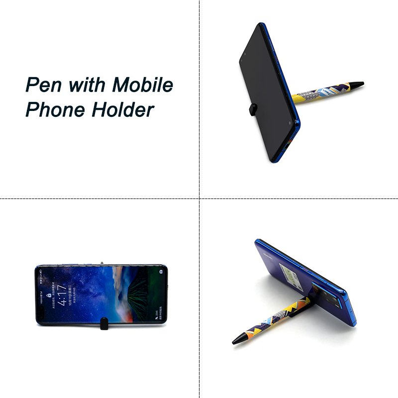 Customized DIY Logo Metal Ballpoint Pen Sublimation Blank Pens Ballpoint Pen with Shrink Wrap Mobile Stand
