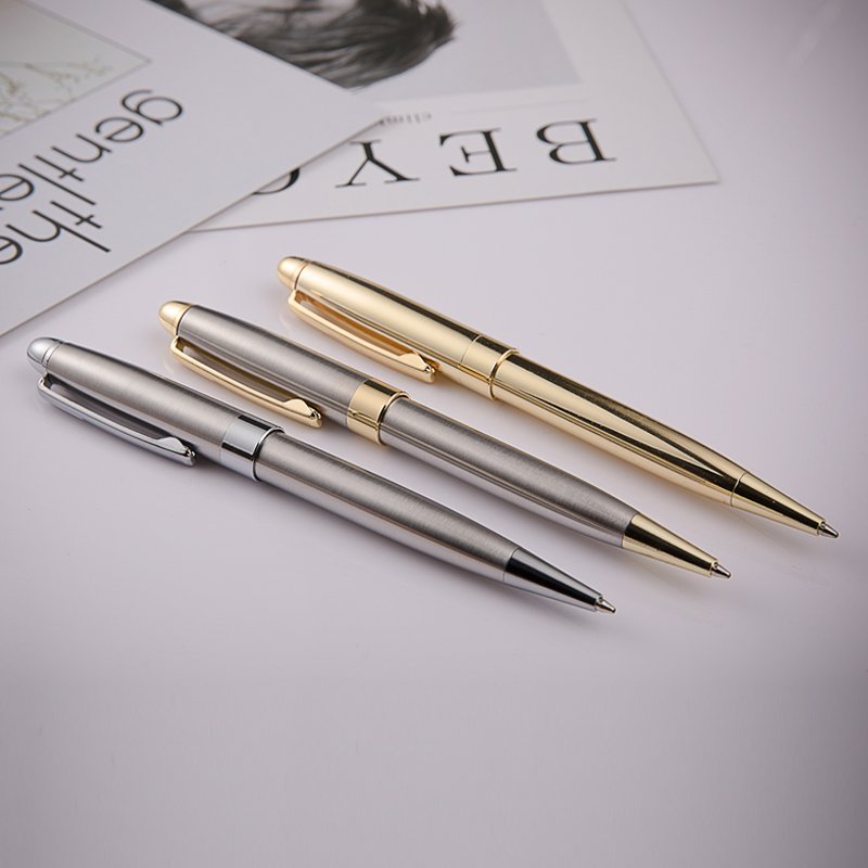 New Launched Stationery Items Pen Luxury Engraved Metal Pens Gold Silver Ballpoint Pen