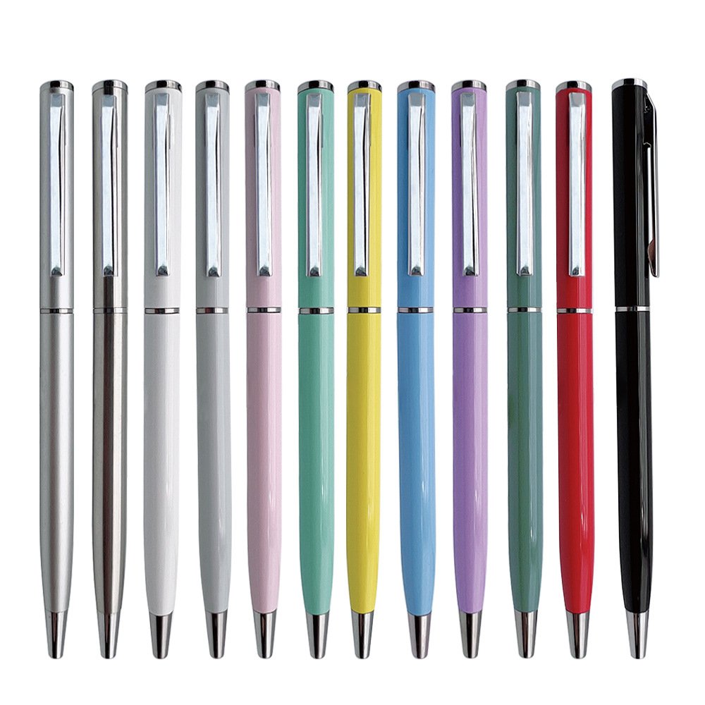2023 New Promotional Ballpoint Pen Custom Logo Multi-color Ultra-thin Metal Ballpoint Pen