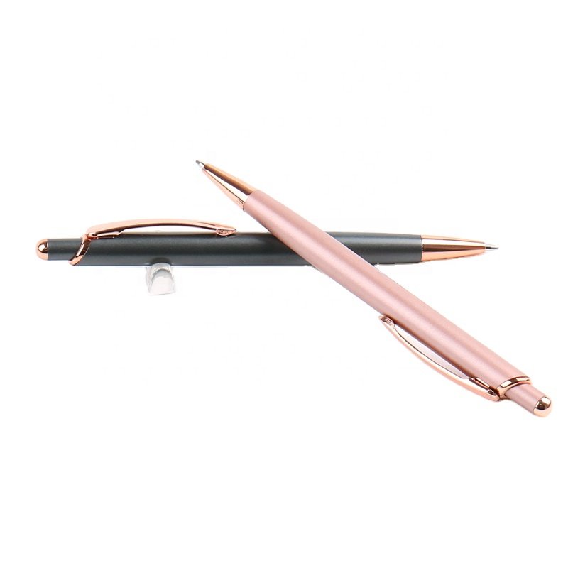 Factory Custom Logo Luxury Promotional Beige Ball Pen with Rose Gold Advertising Ballpoint Pen Ballpen Golden Gold Pen