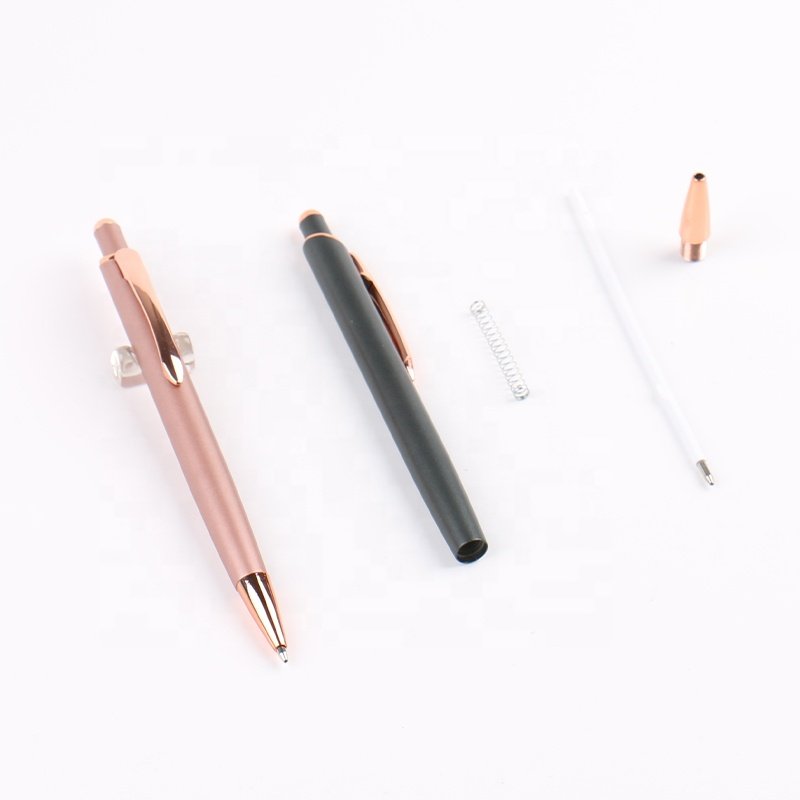 Factory Custom Logo Luxury Promotional Beige Ball Pen with Rose Gold Advertising Ballpoint Pen Ballpen Golden Gold Pen