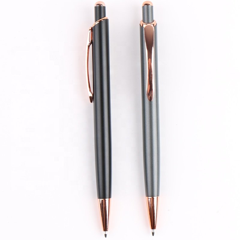 Factory Custom Logo Luxury Promotional Beige Ball Pen with Rose Gold Advertising Ballpoint Pen Ballpen Golden Gold Pen