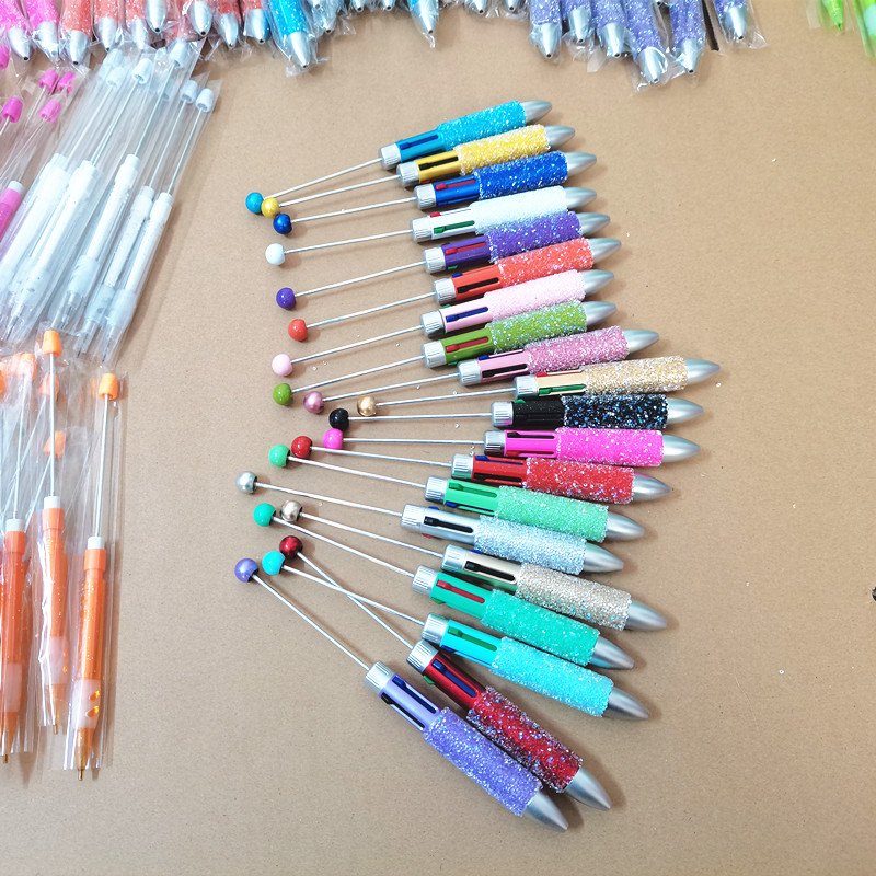 4 in Glitter Creative Novelty Gift Plastic Decorative DIY Beaded Pens Ballpoint Gradient Beadable Pens