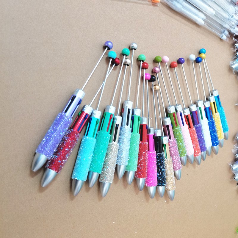 4 in Glitter Creative Novelty Gift Plastic Decorative DIY Beaded Pens Ballpoint Gradient Beadable Pens