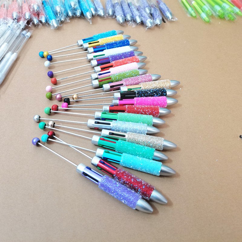 4 in Glitter Creative Novelty Gift Plastic Decorative DIY Beaded Pens Ballpoint Gradient Beadable Pens