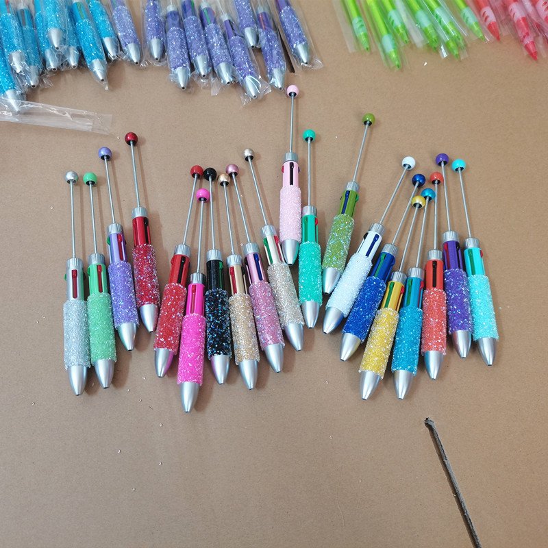 4 in Glitter Creative Novelty Gift Plastic Decorative DIY Beaded Pens Ballpoint Gradient Beadable Pens