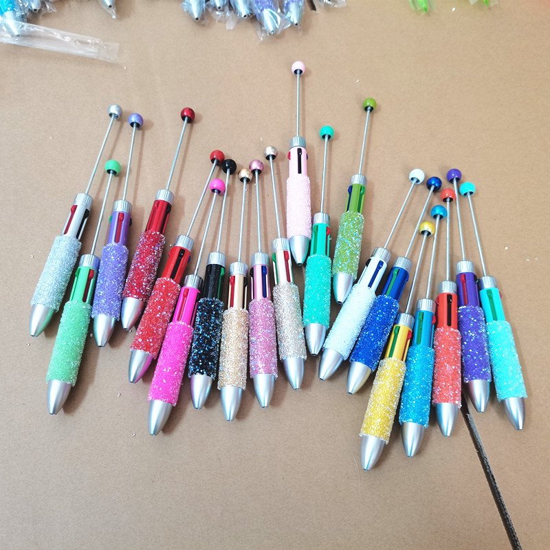 4 in Glitter Creative Novelty Gift Plastic Decorative DIY Beaded Pens Ballpoint Gradient Beadable Pens