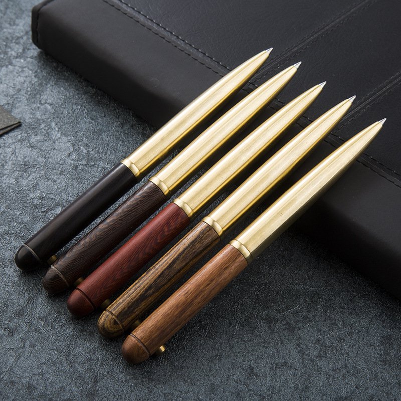 Factory Wholesale Mahogany Brass Rotary Ballpoint Pen Sandalwood Signing Pen Office Supplies Stationery Gift Pen Custom Logo