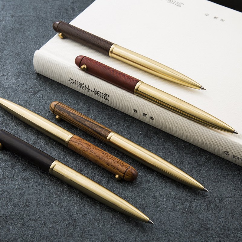 Factory Wholesale Mahogany Brass Rotary Ballpoint Pen Sandalwood Signing Pen Office Supplies Stationery Gift Pen Custom Logo