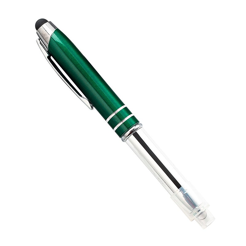 Wholesale 3 in 1 multifunctional touch screen ballpoint pen LED light printable logo metal light pen