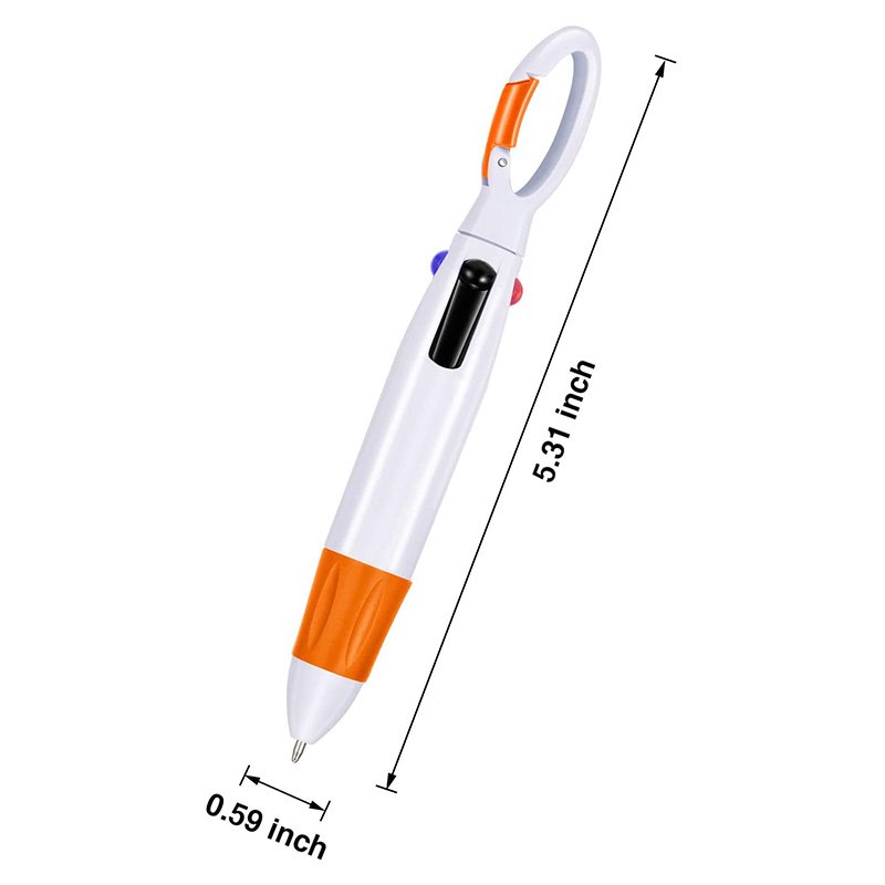 custom 4 in 1 colors Retractable Multicolor Ballpoint Pens with Carabiner Keychain for Office School Supplies Children Gift