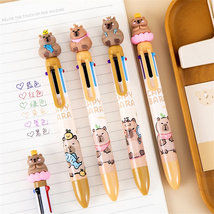 Free samples Kids kawaii capybara stationery 2025 cheap custom advertise plastic ballpoint pen school writing tools pens 0.5mm
