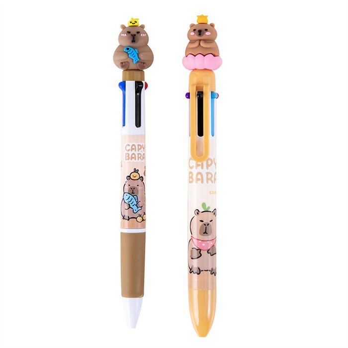 Free samples Kids kawaii capybara stationery 2025 cheap custom advertise plastic ballpoint pen school writing tools pens 0.5mm