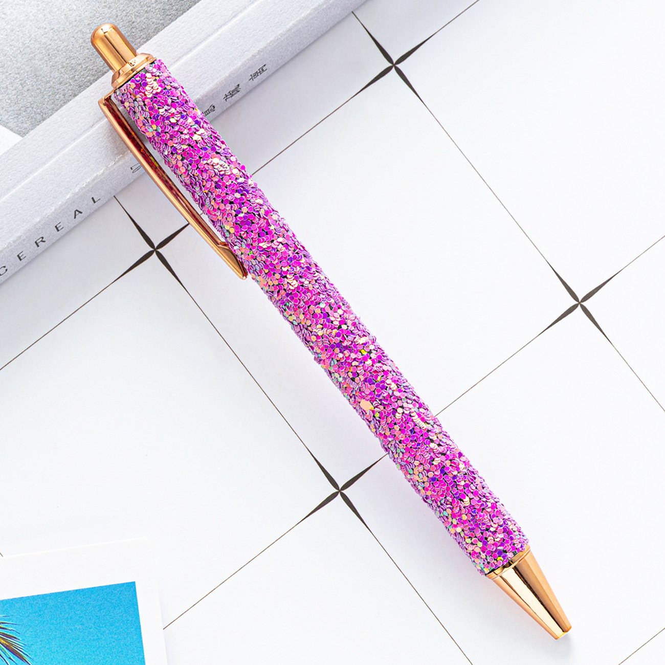 Luxury Elegant Crystal Ballpoint Pen Sequin Design Novel Business Metal Promotional Gift Pen School Office Use