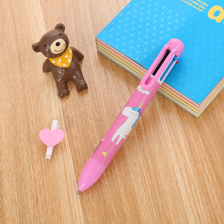 Stationery Flamingo colored ballpoint pen cute student multi color pen cartoon unicorn 6 color ballpoint pen