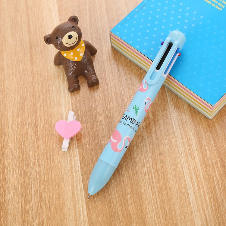 Stationery Flamingo colored ballpoint pen cute student multi color pen cartoon unicorn 6 color ballpoint pen