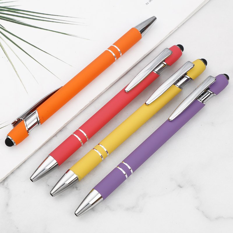 Hot Selling Promotional New Multifunction Ball Stylus Soft Touch Screen Pen 2 In 1 With Custom Logo Metal Ballpoint Pens