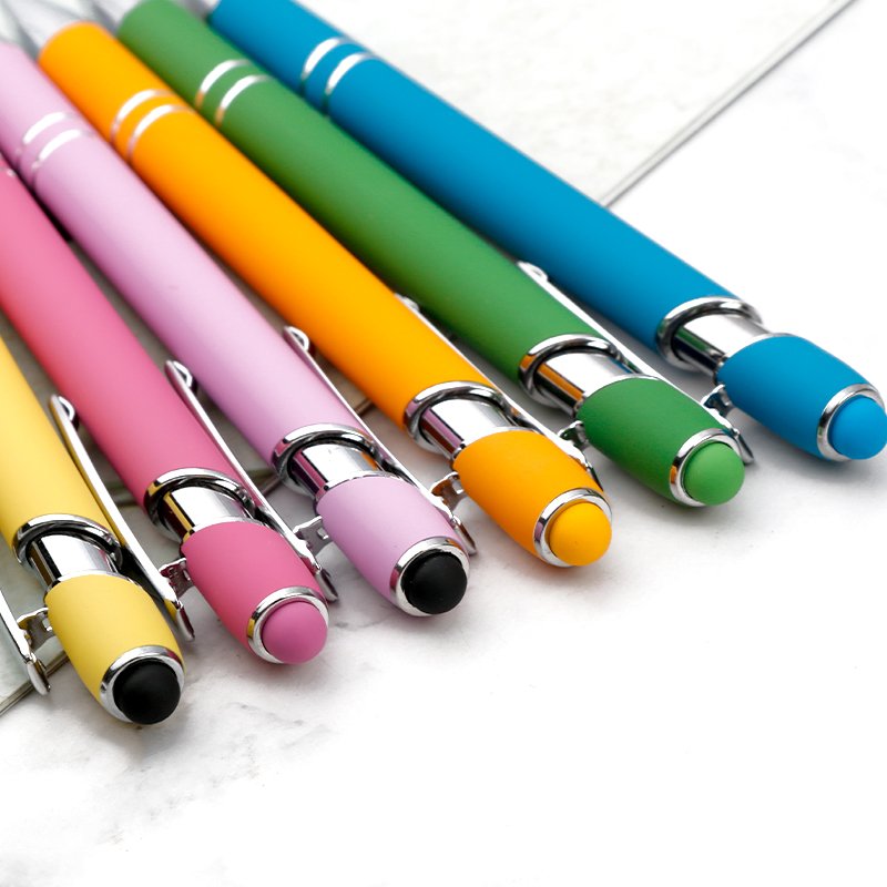 Hot Selling Promotional New Multifunction Ball Stylus Soft Touch Screen Pen 2 In 1 With Custom Logo Metal Ballpoint Pens