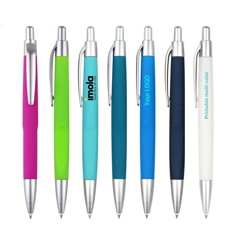 Custom Branded plastic rubber coated click hotel cheap pen for promotion giveaway gift pen with custom logo