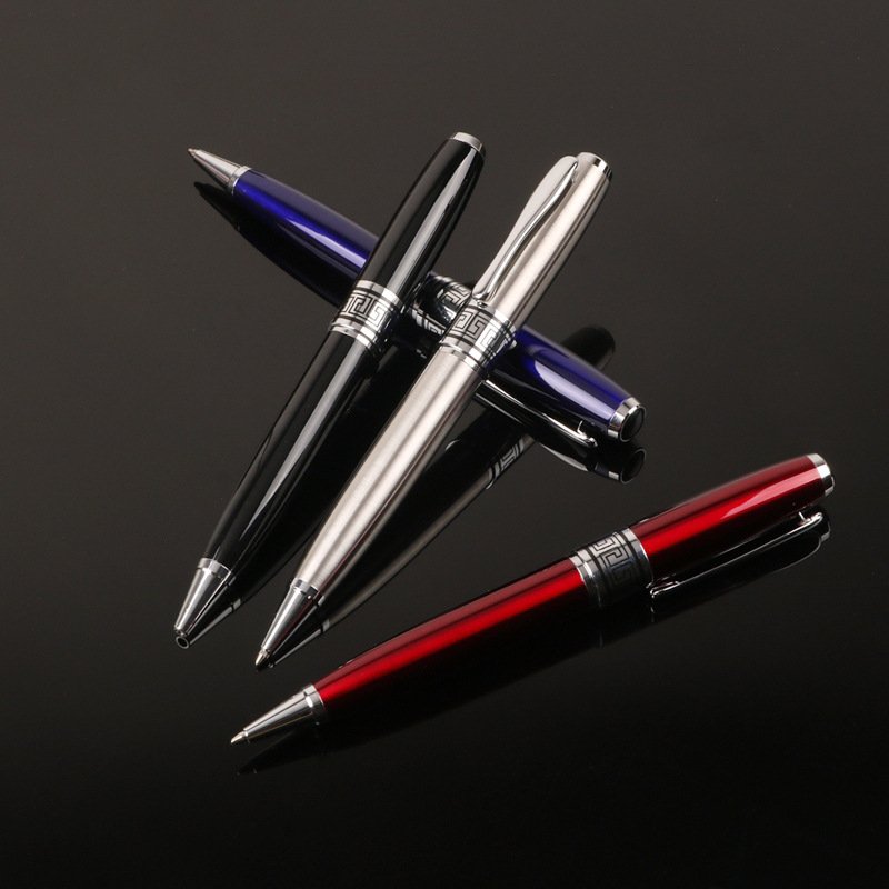 Wholesale 1.0mm Black Business Gift Metal Ballpoint Pen eco-friendly fluent writing pen Pole Ball Pen With Customized Logo