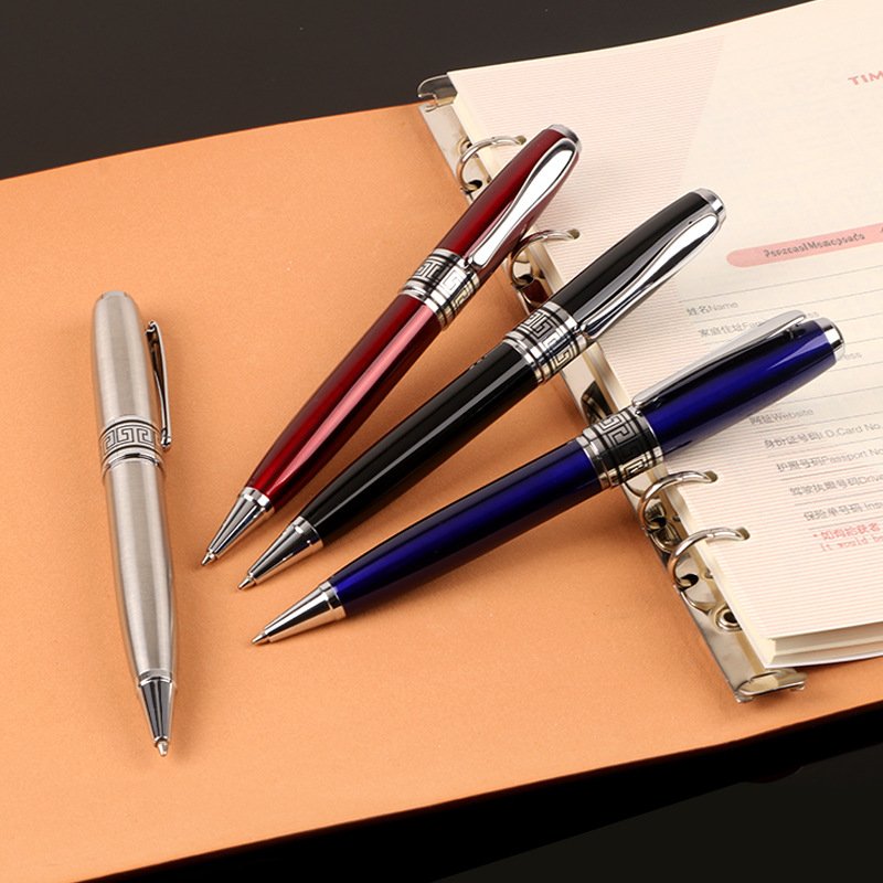 Wholesale 1.0mm Black Business Gift Metal Ballpoint Pen eco-friendly fluent writing pen Pole Ball Pen With Customized Logo