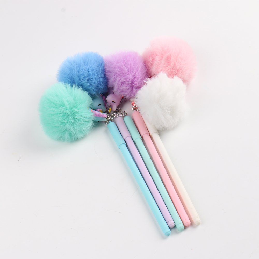 2022 Factory custom Korean kids doll toy ballpoint pen love Cartoon plush dolls flamingo promotional gift pen for student