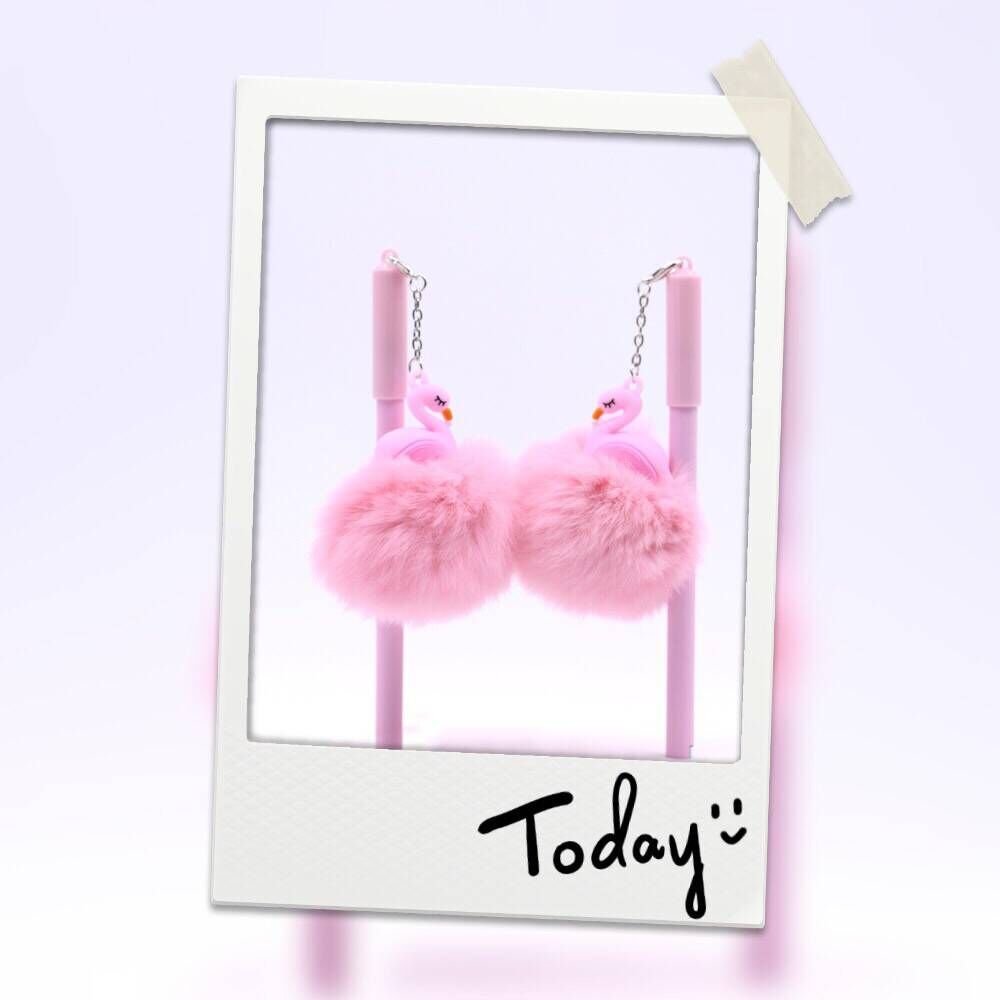 2022 Factory custom Korean kids doll toy ballpoint pen love Cartoon plush dolls flamingo promotional gift pen for student
