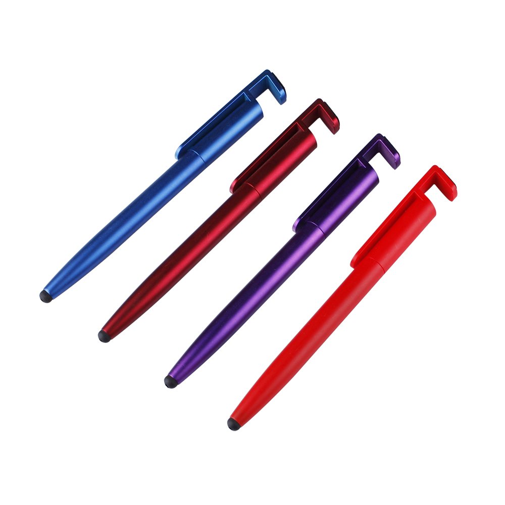 Custom Logo Smart Phone Stand Holder with Touch Screen Stylus Pen Plastic Ballpoint Pens for Advertising