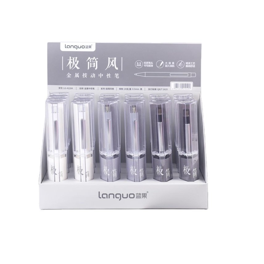 Unique Design Gift Metal Ball Pen Minimalist Style Writing Smooth Black Ballpoint Pens With Display Box