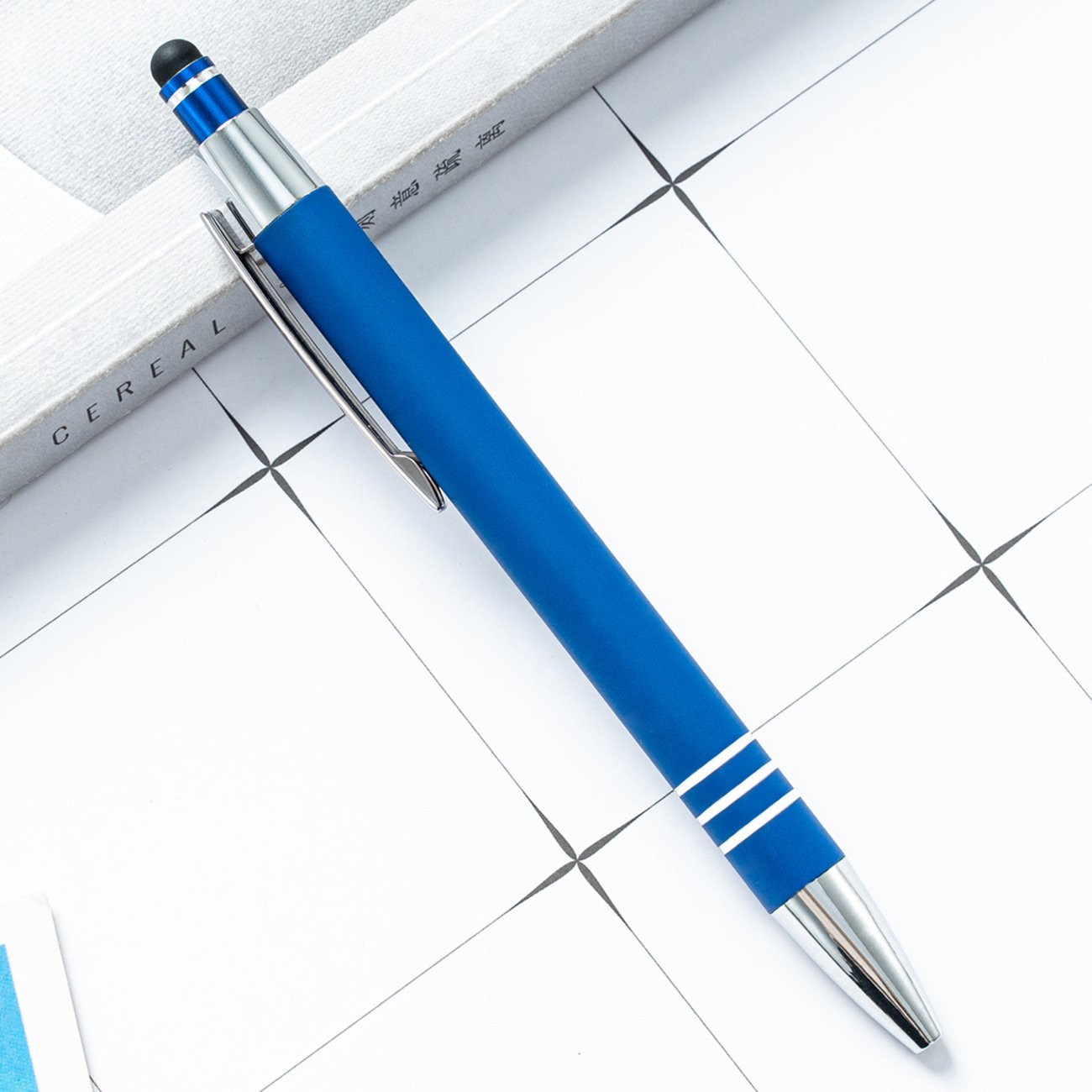Rubber and plastic spray advertising button ballpoint pen specially designed laser logo business metal touch screen pen