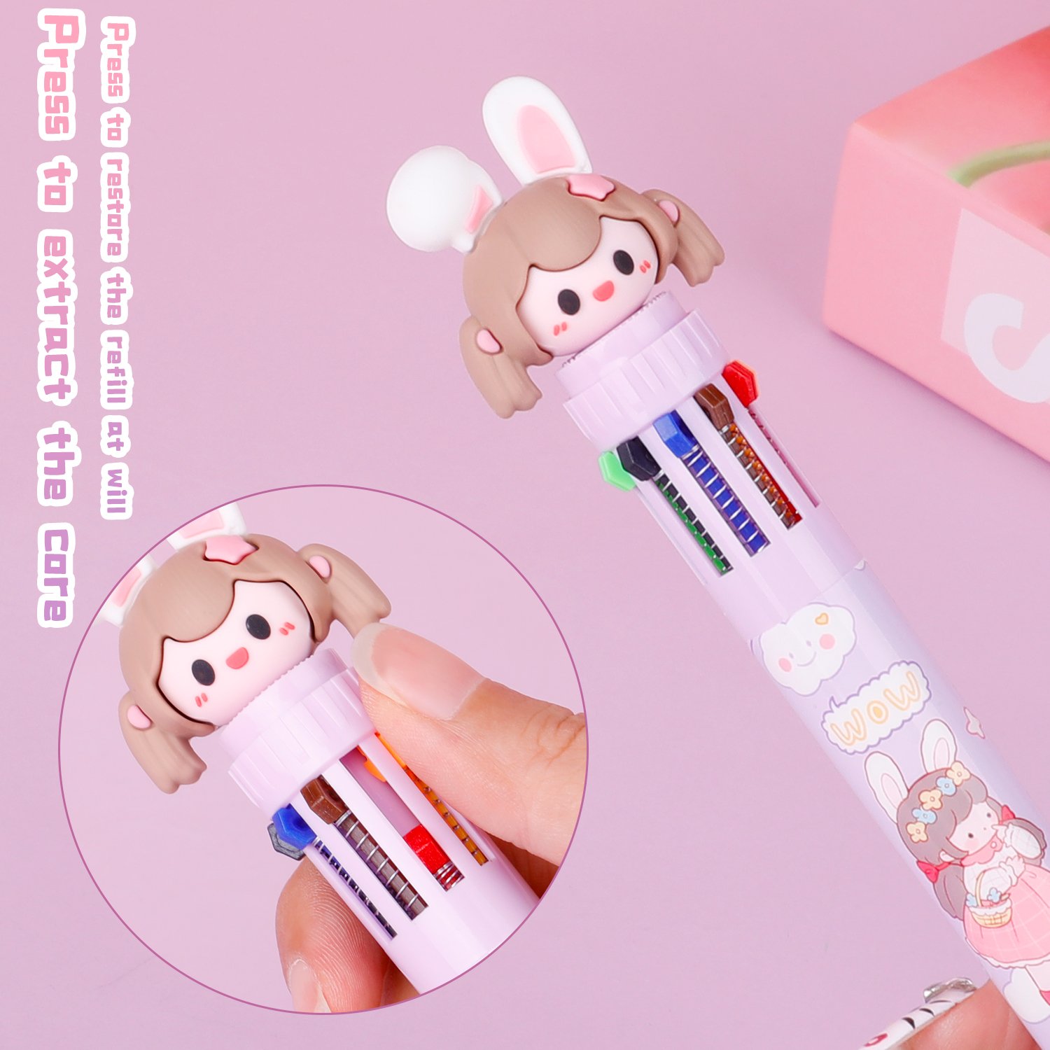 Bulk Plastic Cheap Multicolored Coated Cute Ballpoint Pens With OEM Retractable Custom Printed Logo For Stationery 10 Colors