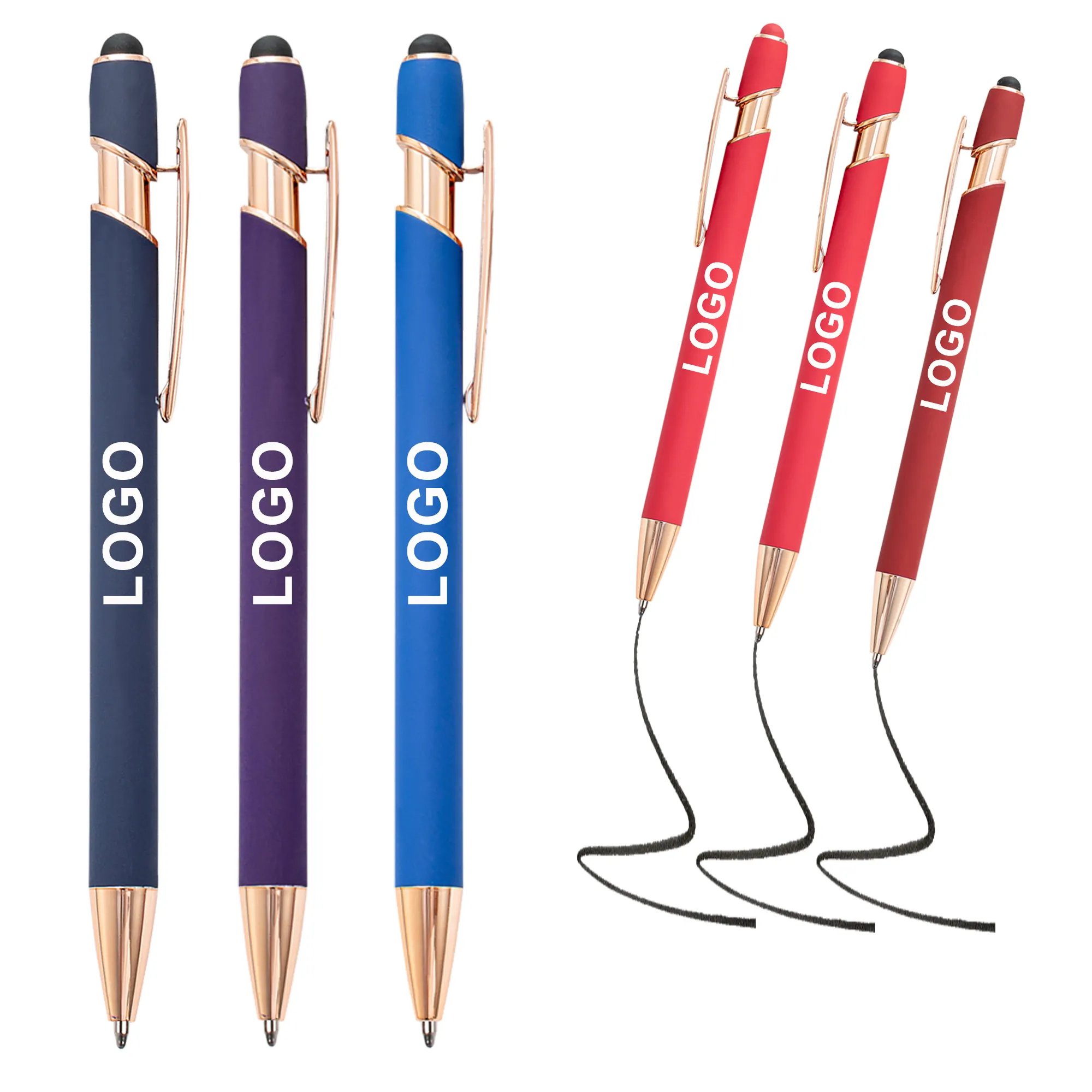 Promotion Advertising Gift 2 in 1 Ballpen Touch Screen Stylus Metal Ballpoint Pen With Custom Logo For Mobile Phone Gift