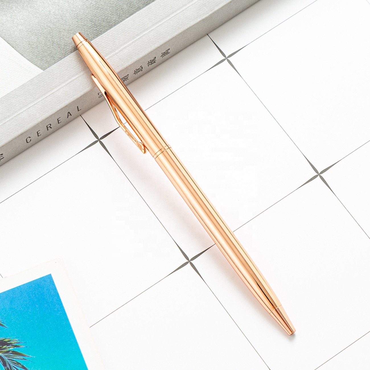 Slim Balhotel Stylus Pen Rose Gold Cheap Custom Luxury Black Metal Customized Ningbo Ballpoint Pen Office & School Pen 50pcs