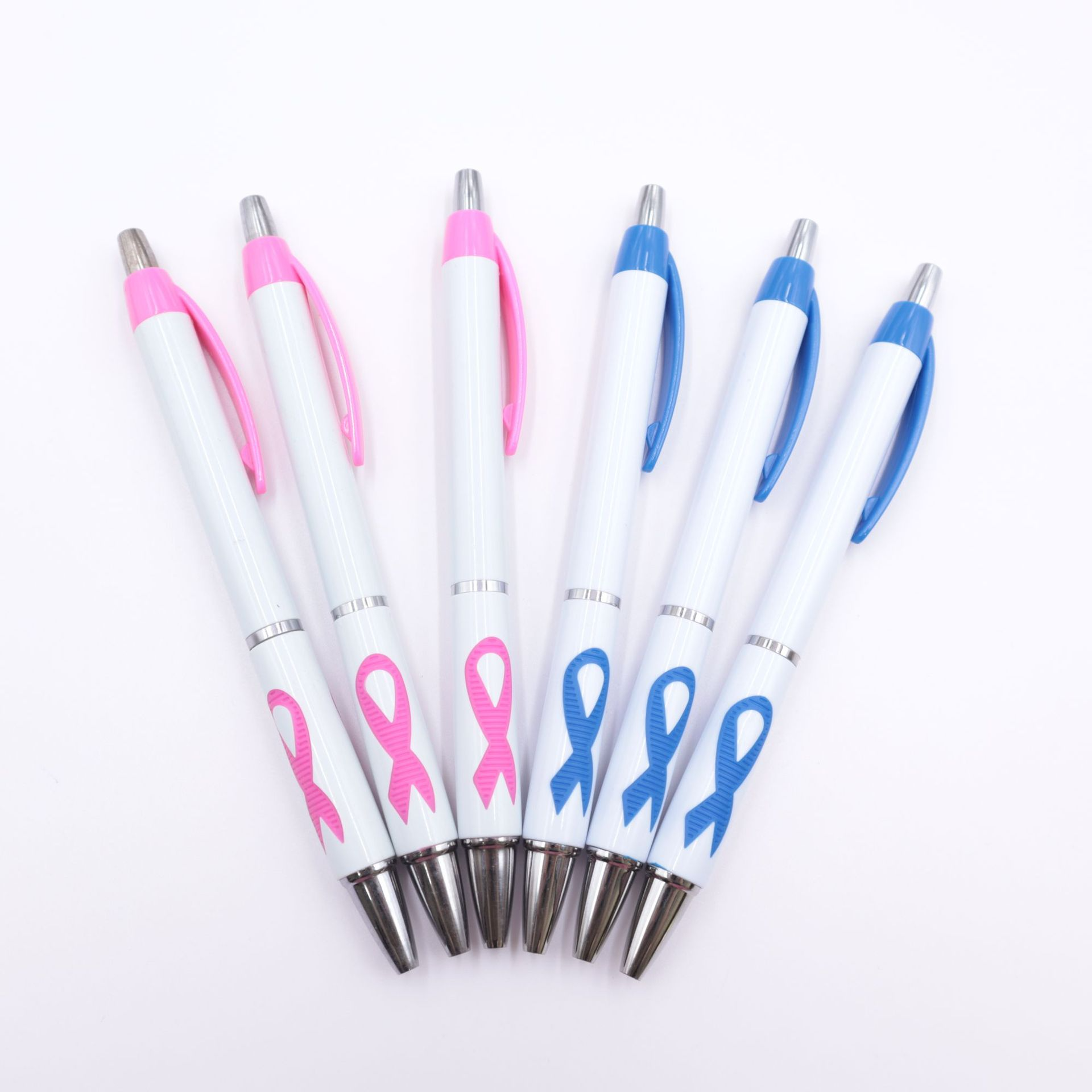 Promotional Pink Ribbon Plastic Ballpoint Pen for Breast Cancer Prevention Publicity advertising gift pens