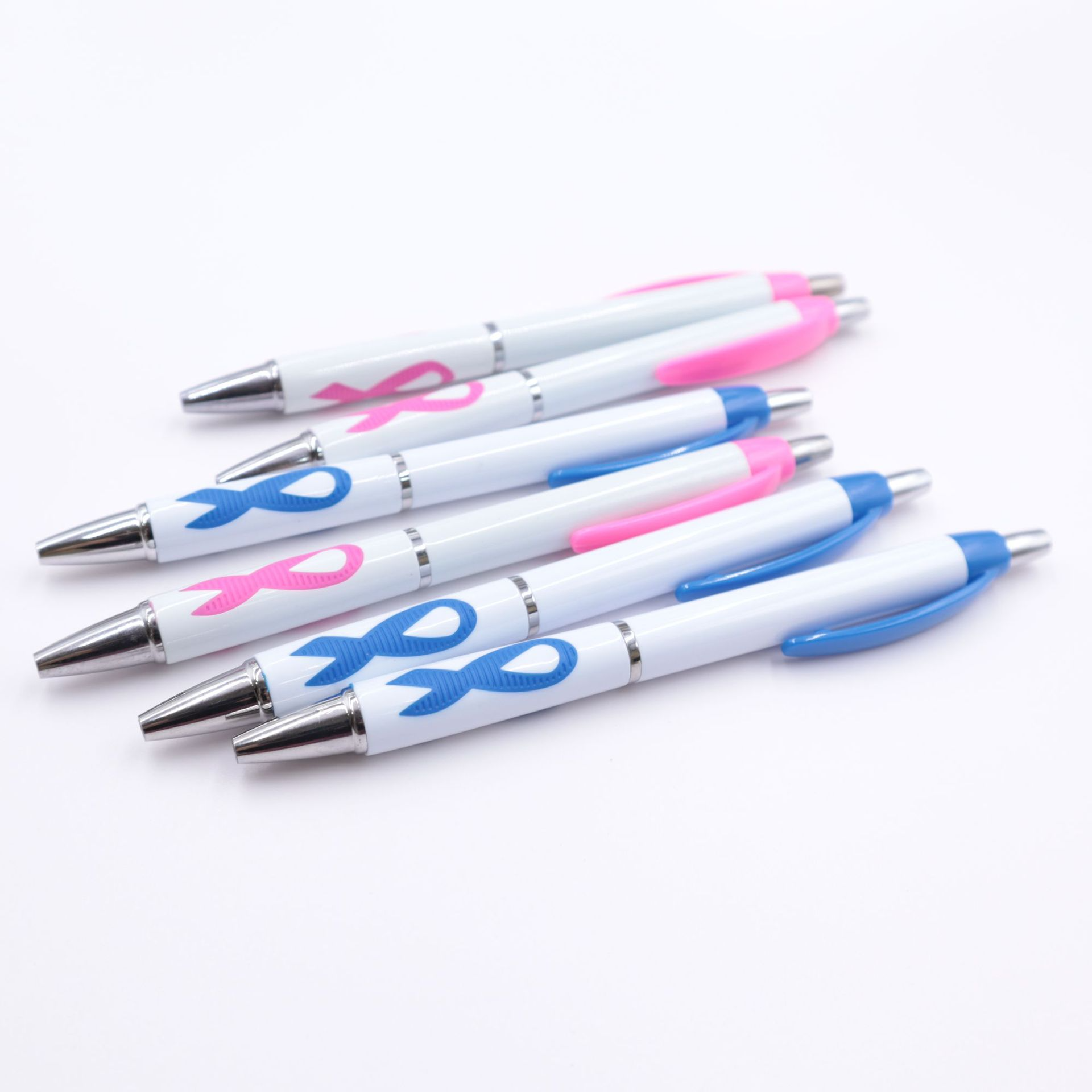 Promotional Pink Ribbon Plastic Ballpoint Pen for Breast Cancer Prevention Publicity advertising gift pens