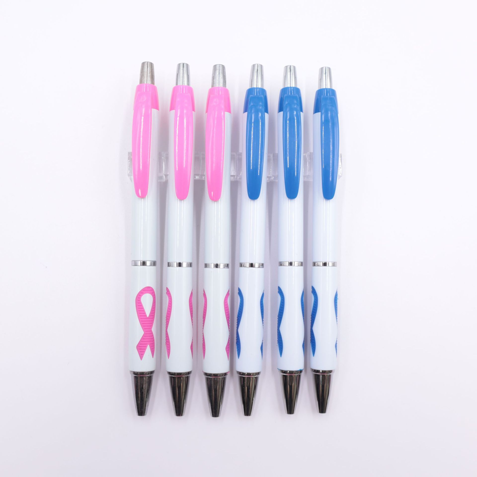Promotional Pink Ribbon Plastic Ballpoint Pen for Breast Cancer Prevention Publicity advertising gift pens
