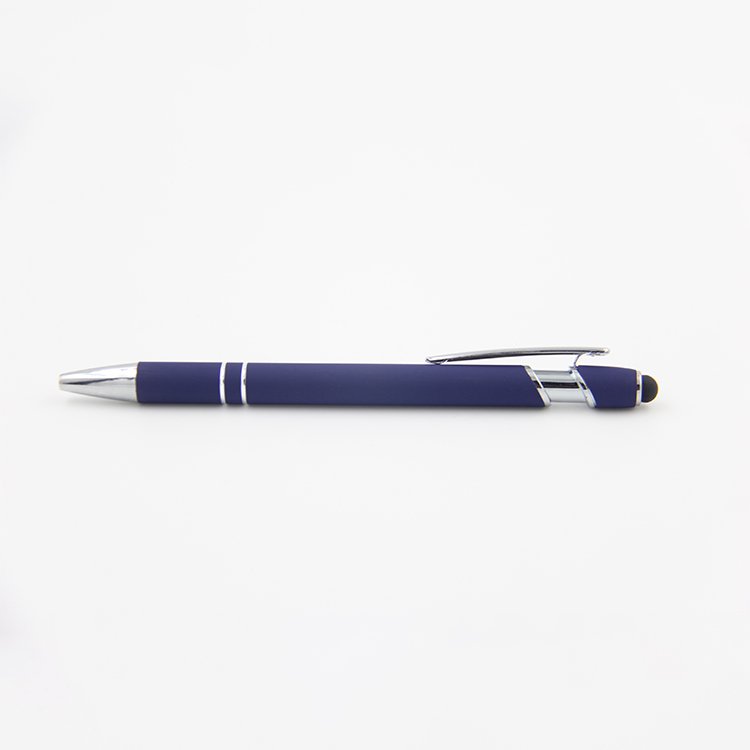 Custom Logo Stylus Pen With Rubber Tip Retractable Ballpoint Pen Metal Slide Clip