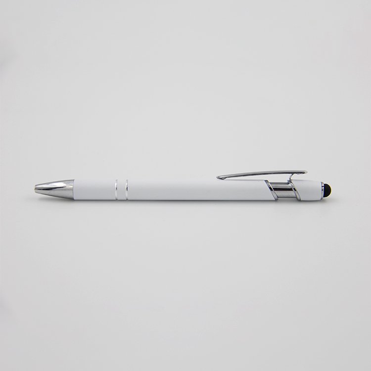 Custom Logo Stylus Pen With Rubber Tip Retractable Ballpoint Pen Metal Slide Clip