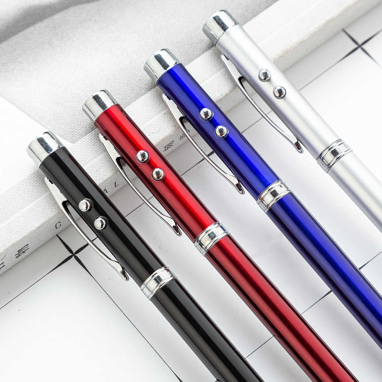 NEW 4 in 1 Teaching Ball Pen Telescopic RED Laser Pen With Metal Case