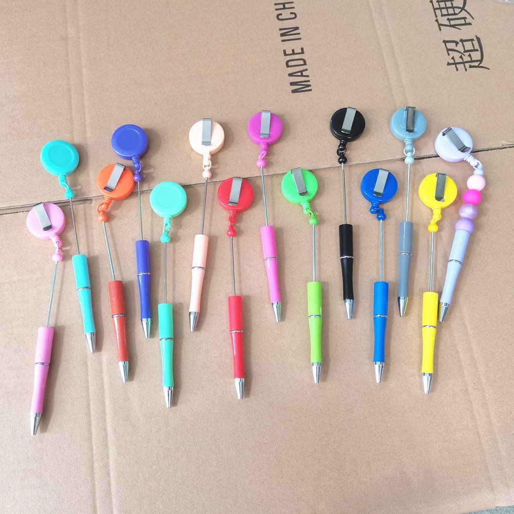 Badge Reel Diy Hot Sale Luxury Ballpoint Pen Personalized Ballpoint Wholesale Diy Beaded Pens Wholesale Glitter Beaded pen