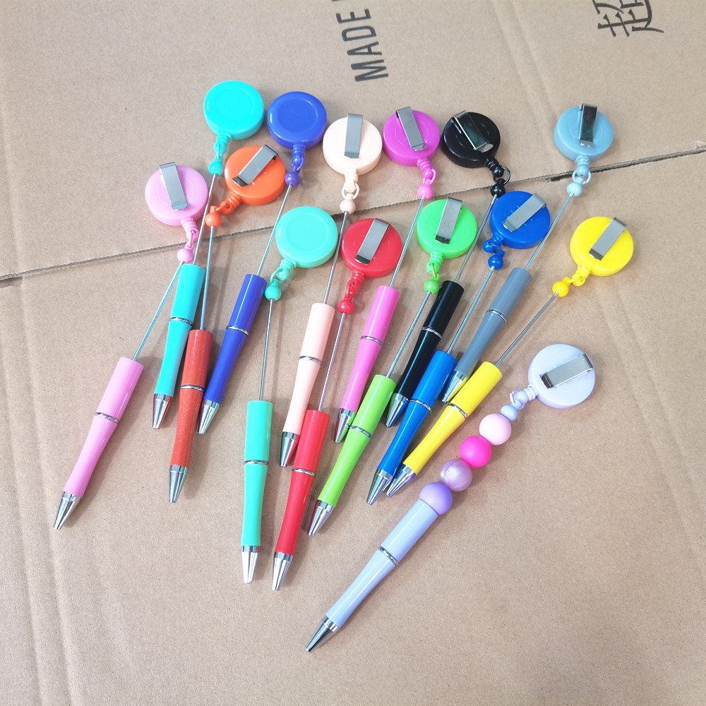 Badge Reel Diy Hot Sale Luxury Ballpoint Pen Personalized Ballpoint Wholesale Diy Beaded Pens Wholesale Glitter Beaded pen