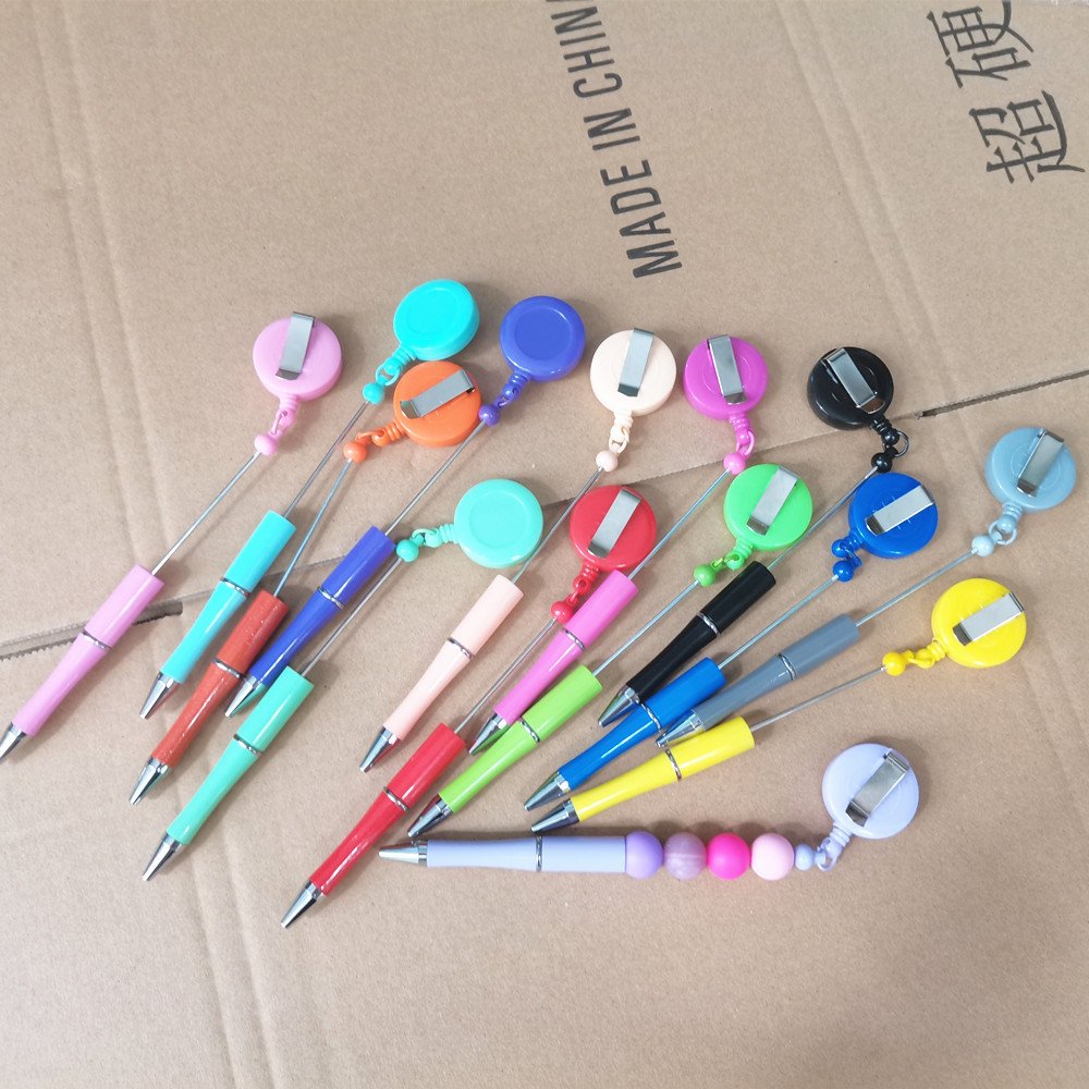 Badge Reel Diy Hot Sale Luxury Ballpoint Pen Personalized Ballpoint Wholesale Diy Beaded Pens Wholesale Glitter Beaded pen