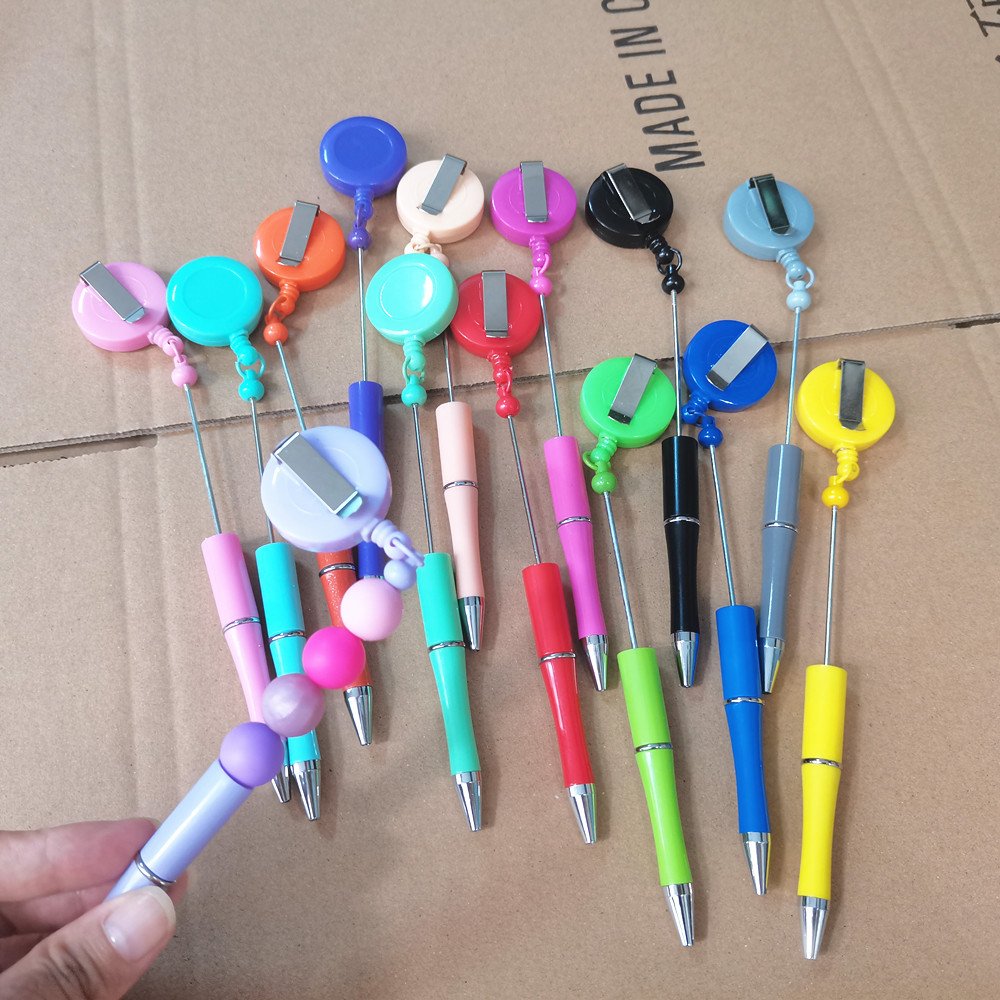 Badge Reel Diy Hot Sale Luxury Ballpoint Pen Personalized Ballpoint Wholesale Diy Beaded Pens Wholesale Glitter Beaded pen